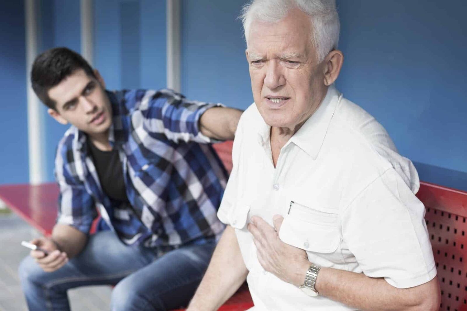 Elderly Man Experiencing Pain Stock Photo