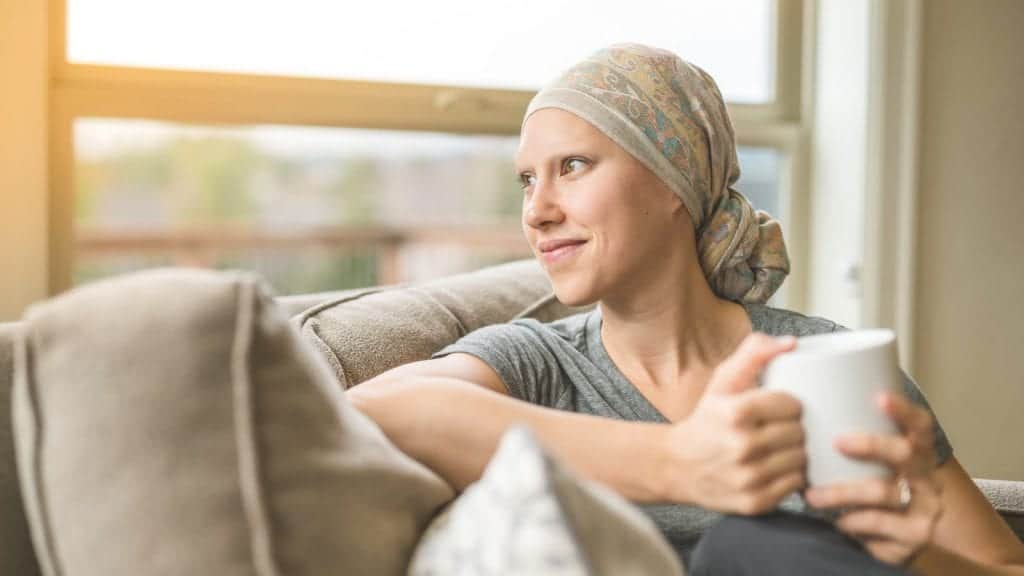 Woman With Hair Loss After Using Taxotere Stock Photo