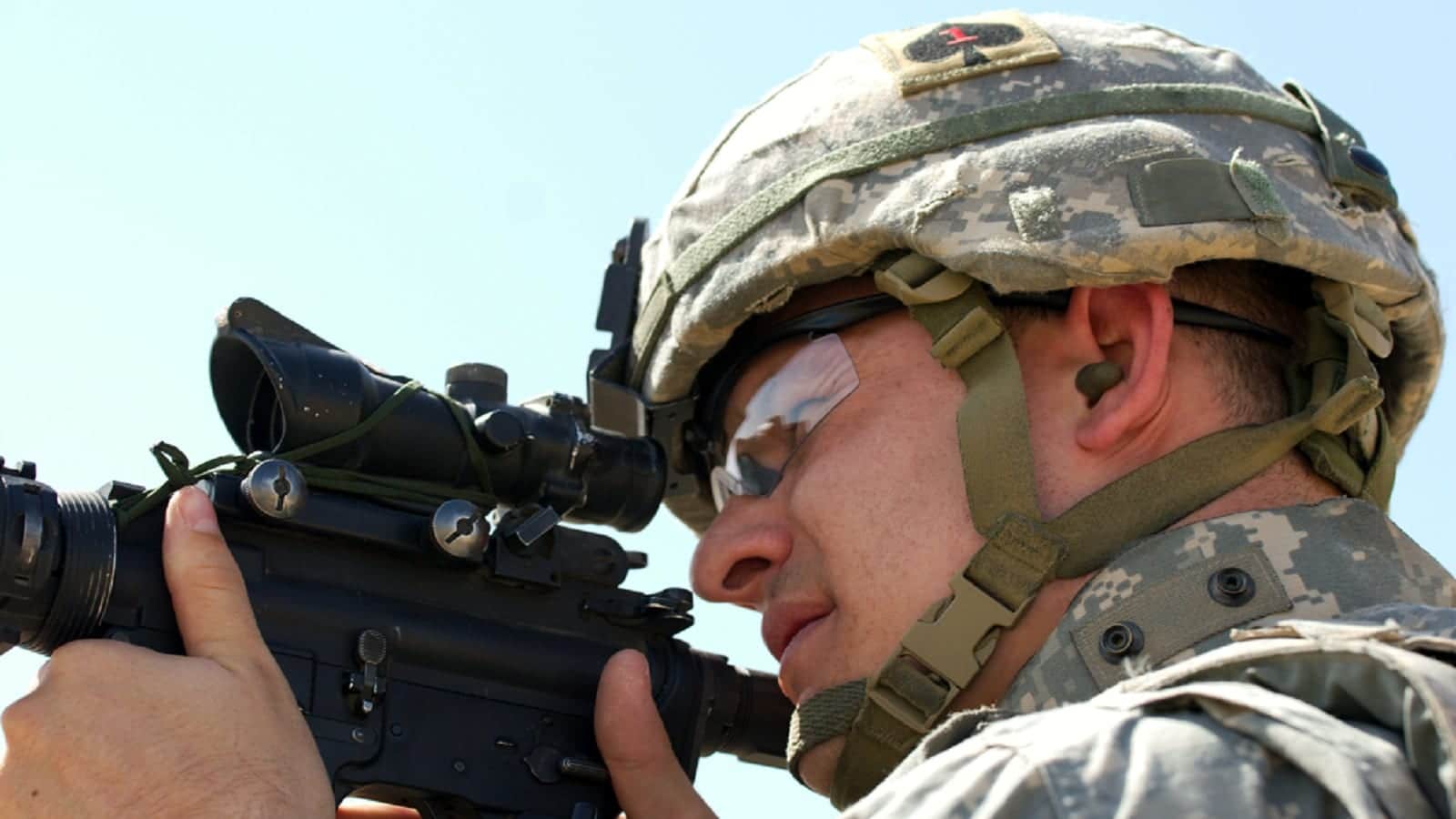 American Soldier With Rifle Stock Photo