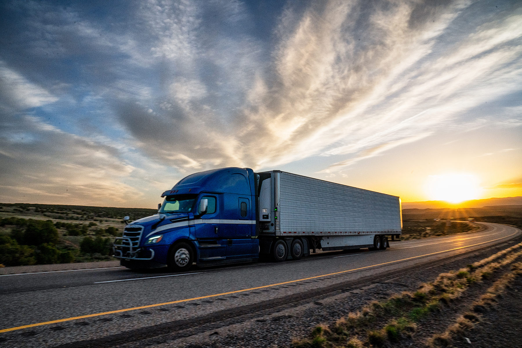 Commercial truck driving near Phoenix, AZ