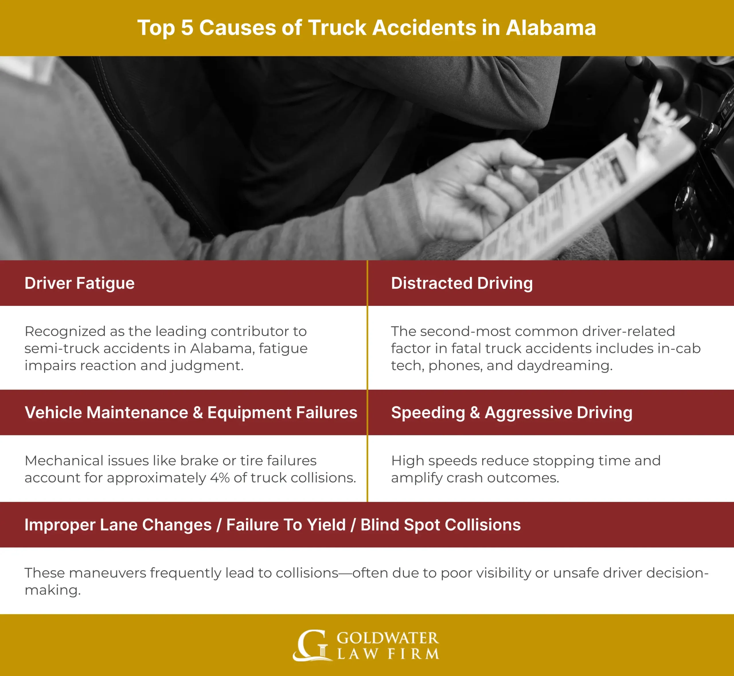 Top 5 Causes of Truck Accidents in Alabama