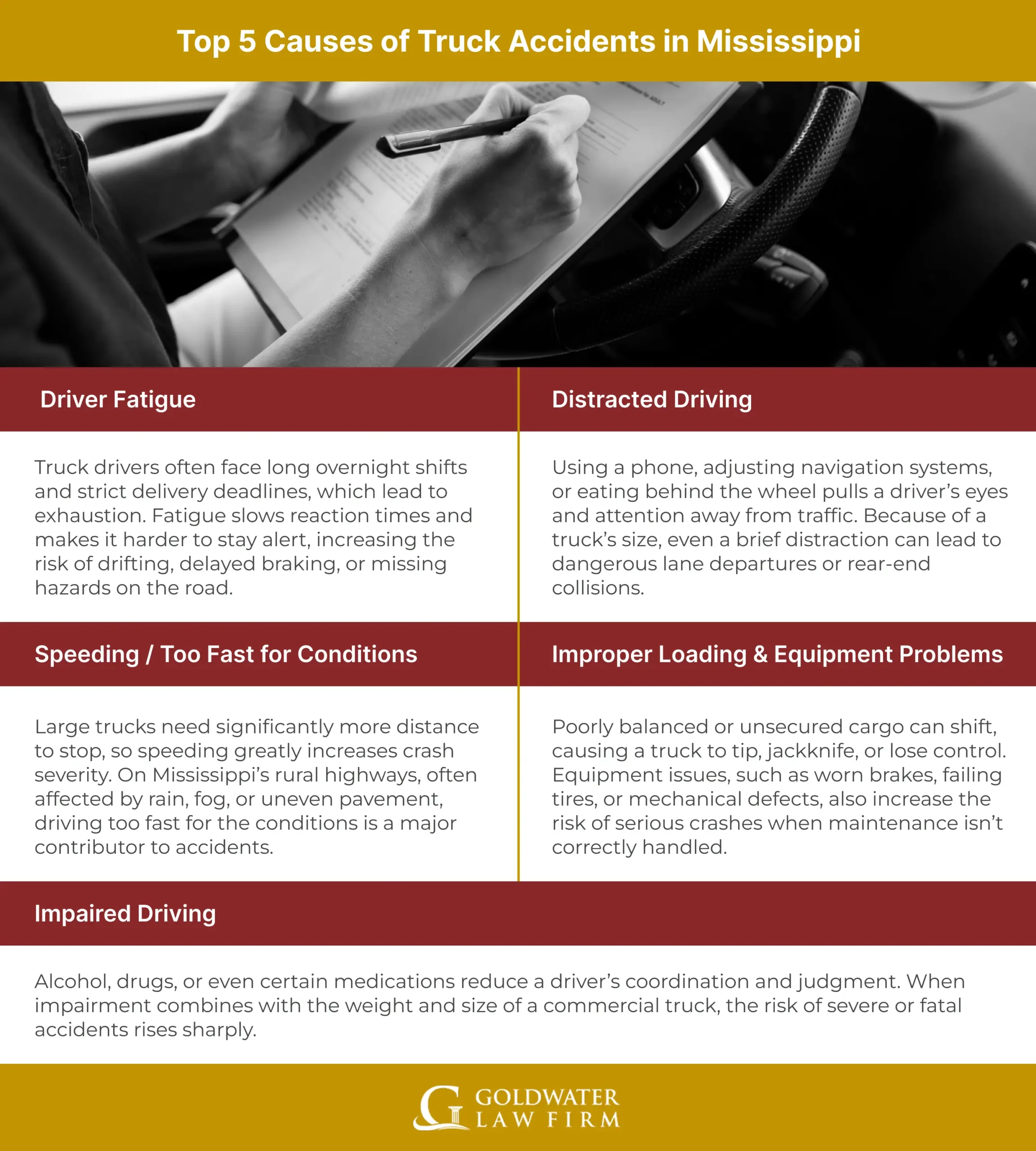 Top 5 Causes of Truck Accidents in Mississippi